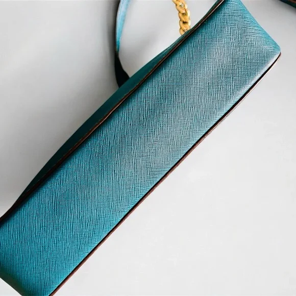 Michael Kors Deep Teal Crossbody Bag with Gold Chain - Picture 3 of 5